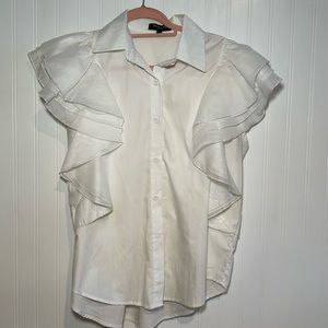 Elegant ruffle sleeve white blouse